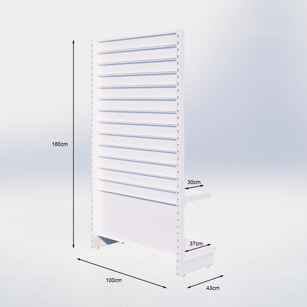 Kopstelling slatwall - H180 x B100 x D37 cm - 2 niveaus - Antraciet
