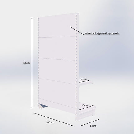 Kopstelling slatwall - H180 x B100 x D47 cm - 2 niveaus - Antraciet