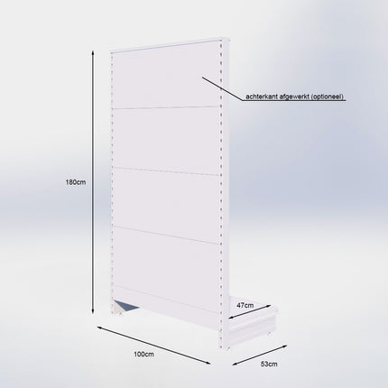 Kopstelling slatwall - H180 x B100 x D47 cm - 1 niveau - Zwart