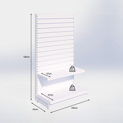 Kopstelling slatwall - H180 x B100 x D47 cm - 2 niveaus - Antraciet