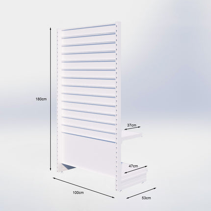 Kopstelling slatwall - H180 x B100 x D47 cm - 2 niveaus - Antraciet
