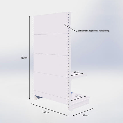 Kopstelling slatwall - H180 x B100 x D57 cm - 2 niveaus - Antraciet