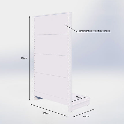 Kopstelling slatwall - H180 x B100 x D57 cm - 1 niveau - Zwart