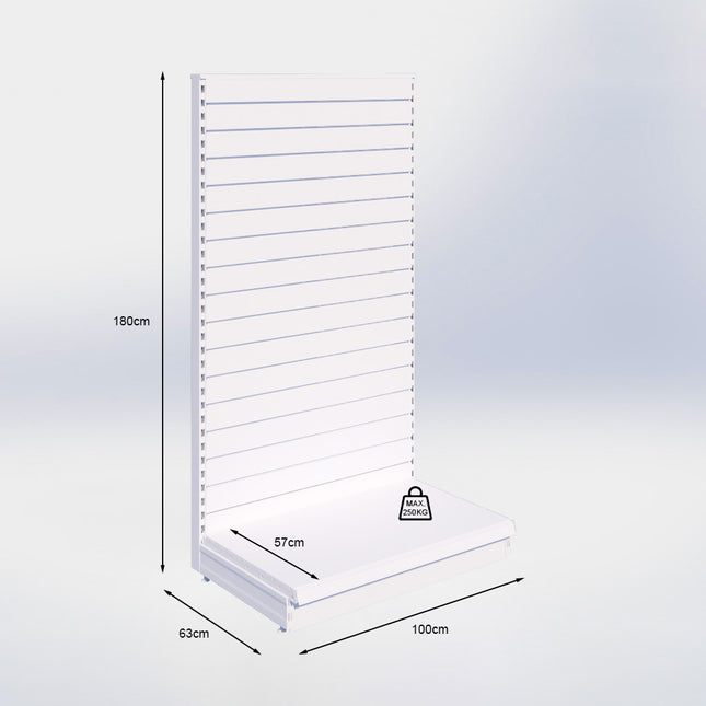 Kopstelling slatwall - H180 x B100 x D57 cm - 1 niveau - Antraciet