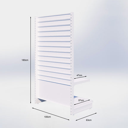 Kopstelling slatwall - H180 x B100 x D57 cm - 2 niveaus - Zwart