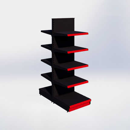 Middenstelling - H215 x B66,5 x D67 cm - 5 niveaus - Zwart