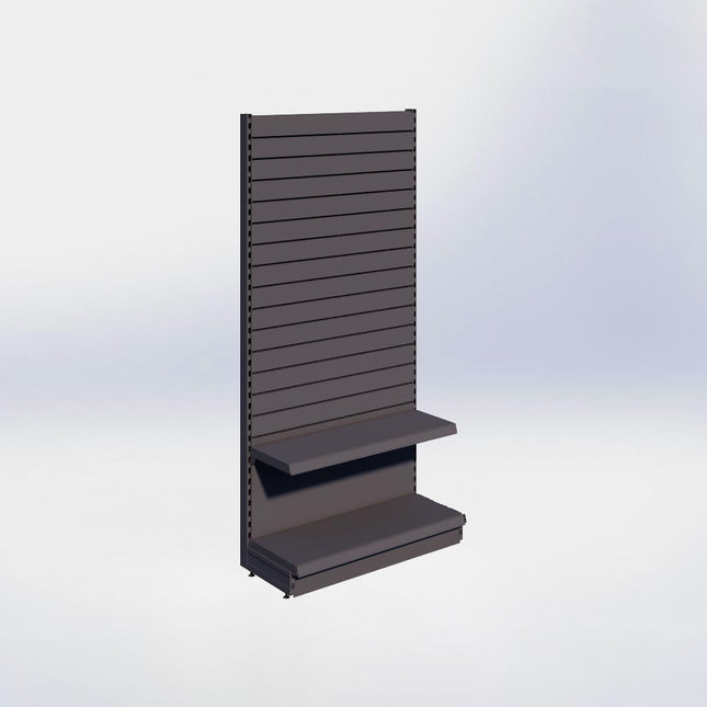 Wandstelling slatwall - H215 x B100 x D37 cm - 2 niveaus - Antraciet