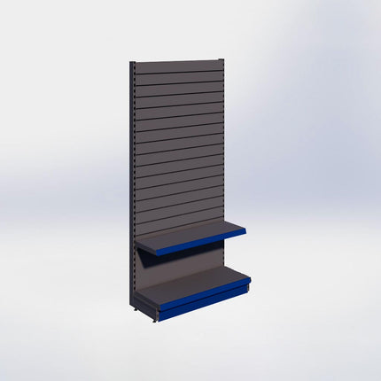 Wandstelling slatwall - H215 x B100 x D37 cm - 2 niveaus - Antraciet