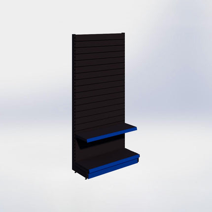 Wandstelling slatwall - H215 x B100 x D37 cm - 2 niveaus - Zwart