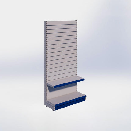 Wandstelling slatwall - H215 x B100 x D37 cm - 2 niveaus - Grijs