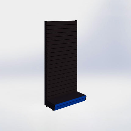 Wandstelling slatwall - H215 x B100 x D37 cm - 1 niveau - Zwart