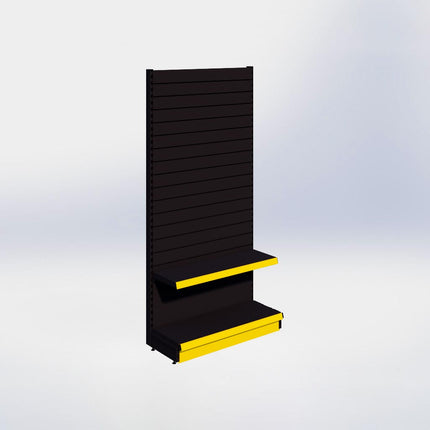 Wandstelling slatwall - H215 x B100 x D37 cm - 2 niveaus - Zwart