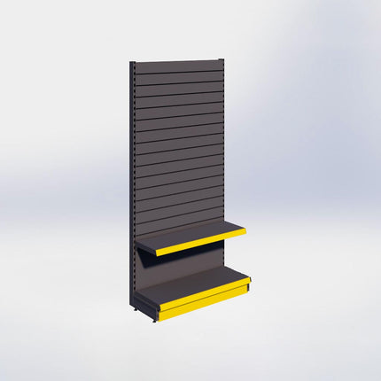Wandstelling slatwall - H215 x B100 x D37 cm - 2 niveaus - Antraciet