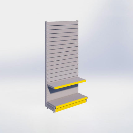 Wandstelling slatwall - H215 x B100 x D37 cm - 2 niveaus - Grijs