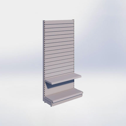 Wandstelling slatwall - H215 x B100 x D37 cm - 2 niveaus - Grijs