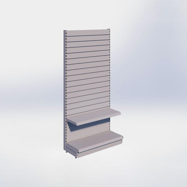 Wandstelling slatwall - H215 x B100 x D37 cm - 2 niveaus - Grijs