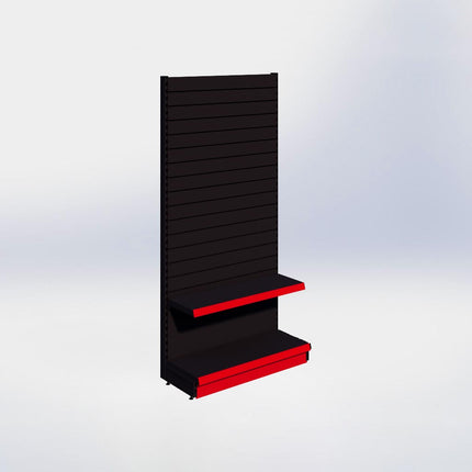 Wandstelling slatwall - H215 x B100 x D37 cm - 2 niveaus - Zwart