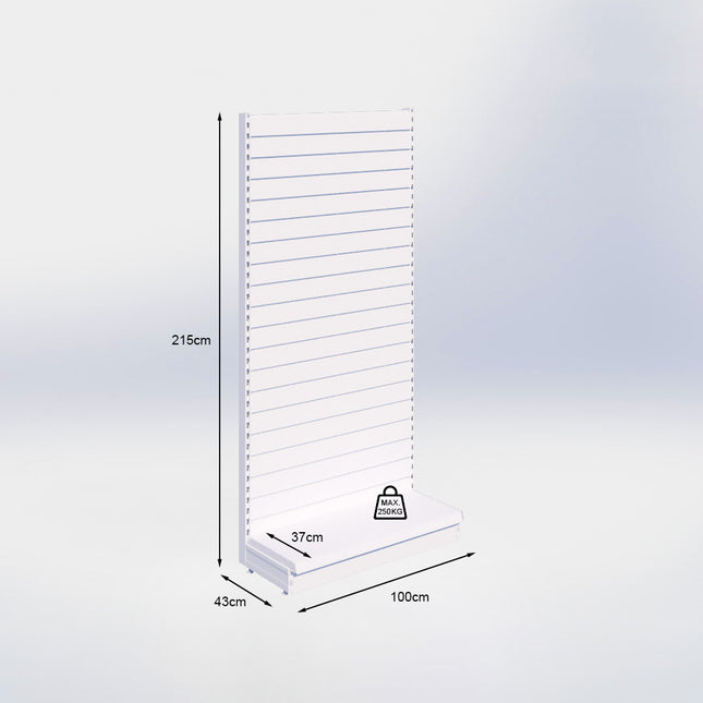 Wandstelling slatwall - H215 x B100 x D37 cm - 1 niveau - Antraciet