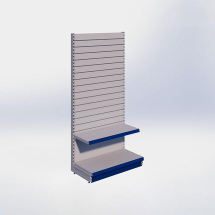 Wandstelling slatwall - H215 x B100 x D47 cm - 2 niveaus - Grijs