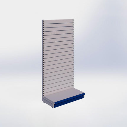 Wandstelling slatwall - H215 x B100 x D47 cm - 1 niveau - Grijs
