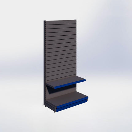 Wandstelling slatwall - H215 x B100 x D47 cm - 2 niveaus - Antraciet
