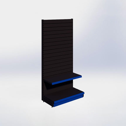 Wandstelling slatwall - H215 x B100 x D47 cm - 2 niveaus - Zwart