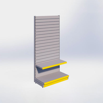 Wandstelling slatwall - H215 x B100 x D47 cm - 2 niveaus - Grijs