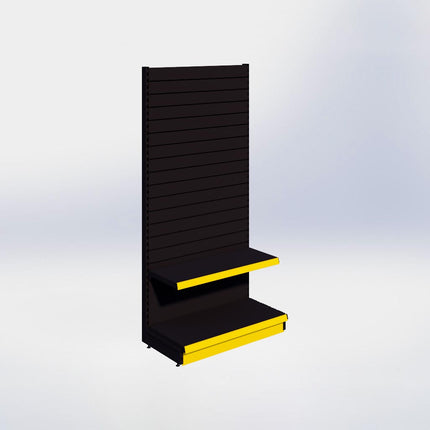 Wandstelling slatwall - H215 x B100 x D47 cm - 2 niveaus - Zwart