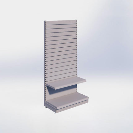 Wandstelling slatwall - H215 x B100 x D47 cm - 2 niveaus - Grijs