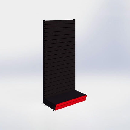 Wandstelling slatwall - H215 x B100 x D47 cm - 1 niveau - Zwart