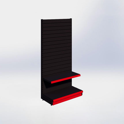 Wandstelling slatwall - H215 x B100 x D47 cm - 2 niveaus - Zwart