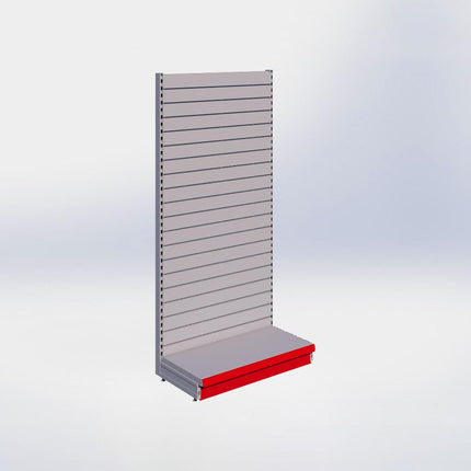 Wandstelling slatwall - H215 x B100 x D47 cm - 1 niveau - Grijs