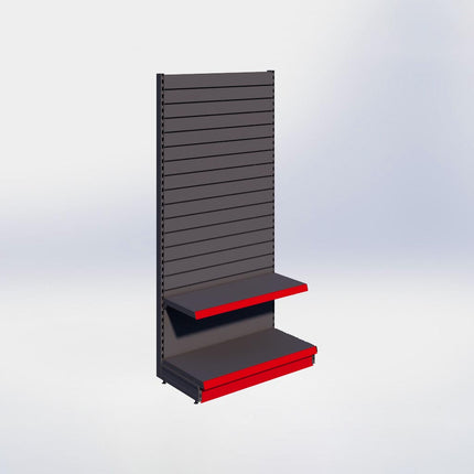 Wandstelling slatwall - H215 x B100 x D47 cm - 2 niveaus - Antraciet
