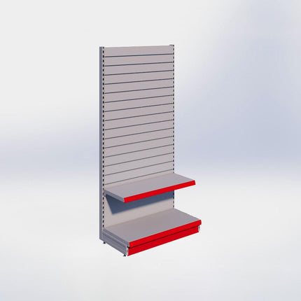 Wandstelling slatwall - H215 x B100 x D47 cm - 2 niveaus - Grijs