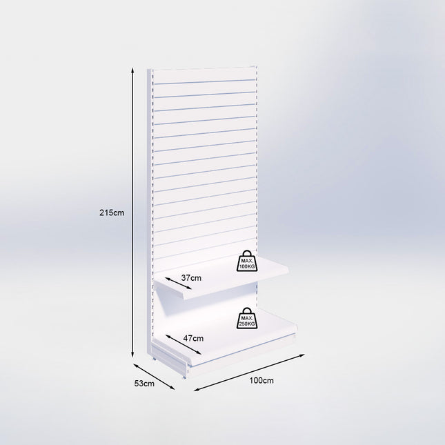 Wandstelling slatwall - H215 x B100 x D47 cm - 2 niveaus - Antraciet