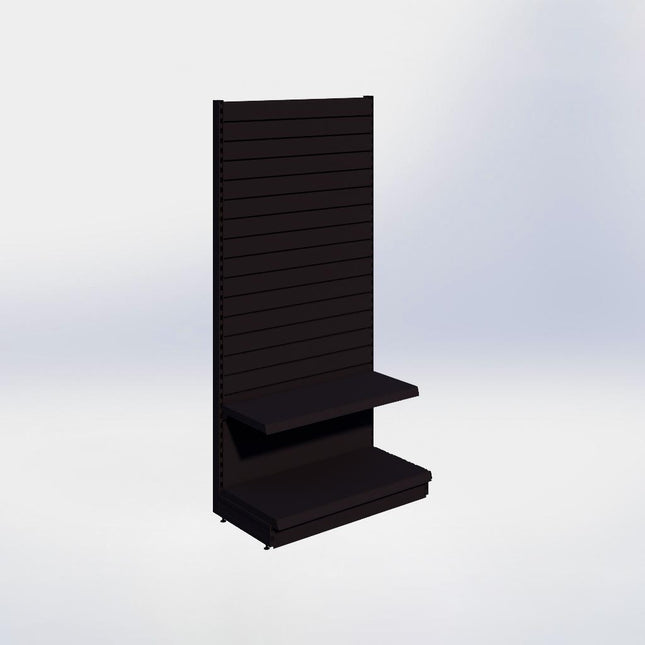 Wandstelling slatwall - H215 x B100 x D47 cm - 2 niveaus - Zwart