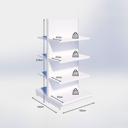 Middenstelling – H215 x B100 x D57 cm - 4 niveaus - Zwart