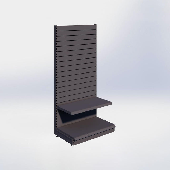 Wandstelling slatwall - H215 x B100 x D57 cm - 2 niveaus - Antraciet