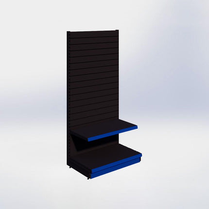 Wandstelling slatwall - H215 x B100 x D57 cm - 2 niveaus - Zwart