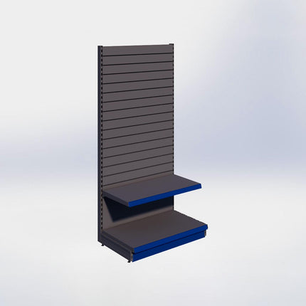 Wandstelling slatwall - H215 x B100 x D57 cm - 2 niveaus - Antraciet
