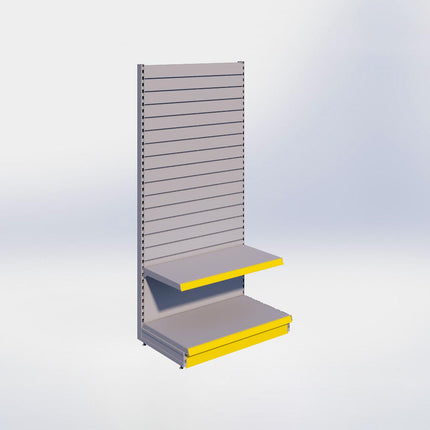 Wandstelling slatwall - H215 x B100 x D57 cm - 2 niveaus - Grijs