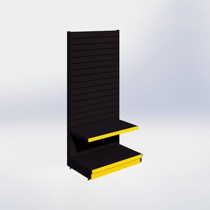 Wandstelling slatwall - H215 x B100 x D57 cm - 2 niveaus - Zwart