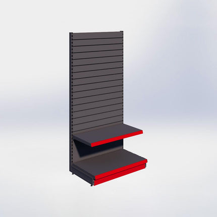 Wandstelling slatwall - H215 x B100 x D57 cm - 2 niveaus - Antraciet