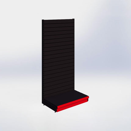 Wandstelling slatwall - H215 x B100 x D57 cm - 1 niveau - Zwart