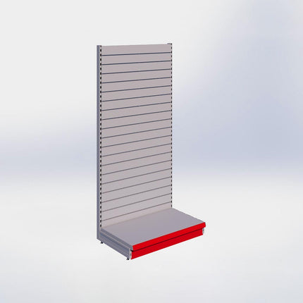 Wandstelling slatwall - H215 x B100 x D57 cm - 1 niveau - Grijs