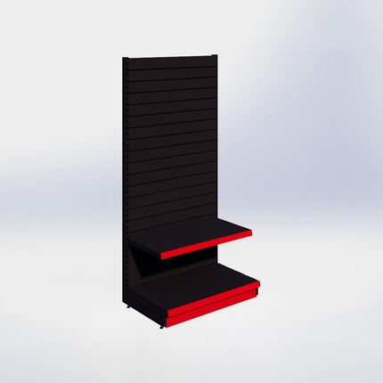 Wandstelling slatwall - H215 x B100 x D57 cm - 2 niveaus - Zwart