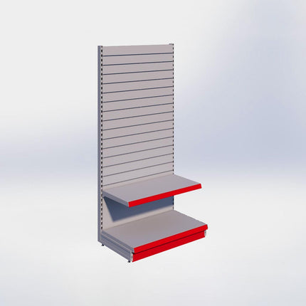 Wandstelling slatwall - H215 x B100 x D57 cm - 2 niveaus - Grijs