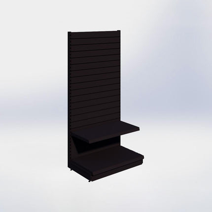 Wandstelling slatwall - H215 x B100 x D57 cm - 2 niveaus - Zwart
