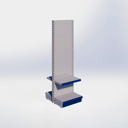 Middenstelling perforatie - H215 x B66,5 x D37 cm - 2 niveaus - Grijs