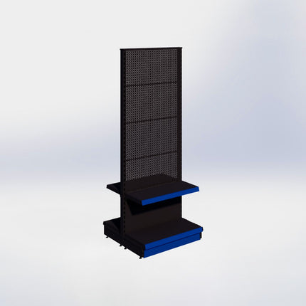 Middenstelling perforatie - H215 x B80 x D37 cm - 2 niveaus - Zwart